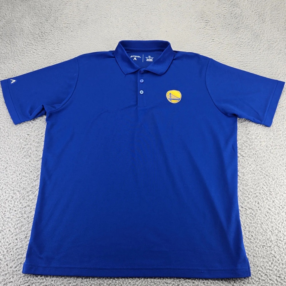 Golden State Warriors Shirt Mens XL Blue NBA Basketball Short Sleeve Polo Logo